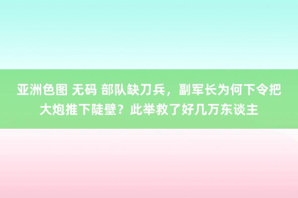 亚洲色图 无码 部队缺刀兵，副军长为何下令把大炮推下陡壁？此举救了好几万东谈主