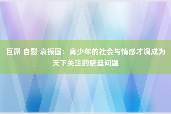 巨屌 自慰 袁振国：青少年的社会与情感才调成为天下关注的蹙迫问题