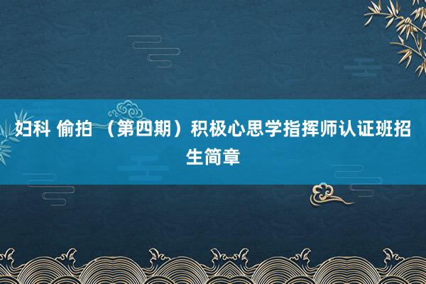 妇科 偷拍 （第四期）积极心思学指挥师认证班招生简章